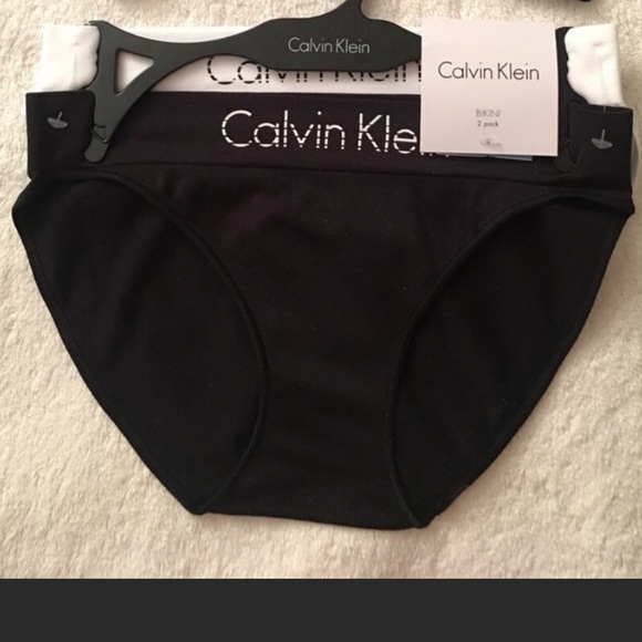 NWT Calvin Klein 2pk Panty,Wide Band Logo,BlkWhT S - Picture 2 of 4